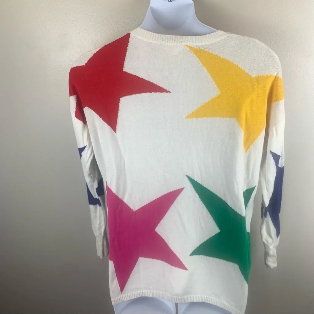 Boutique Fantastic Fawn‎ White With Stars Knit Medium Oversized Sweater